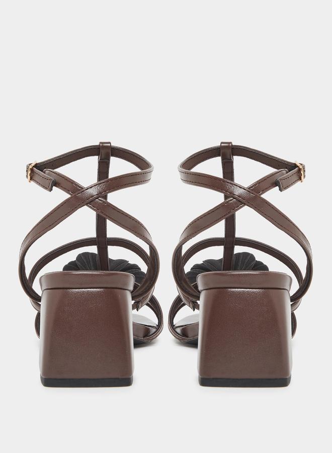 Styli Ankle Strap Heel Sandals with Flower Detail - Image 5